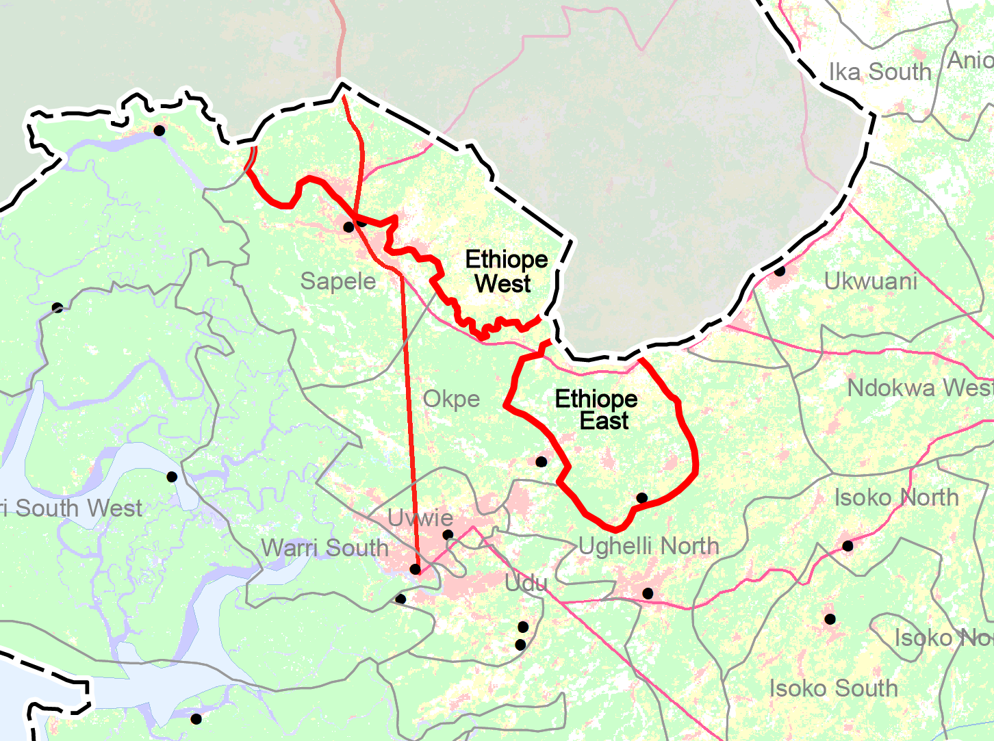 Map of Ethiope East & West