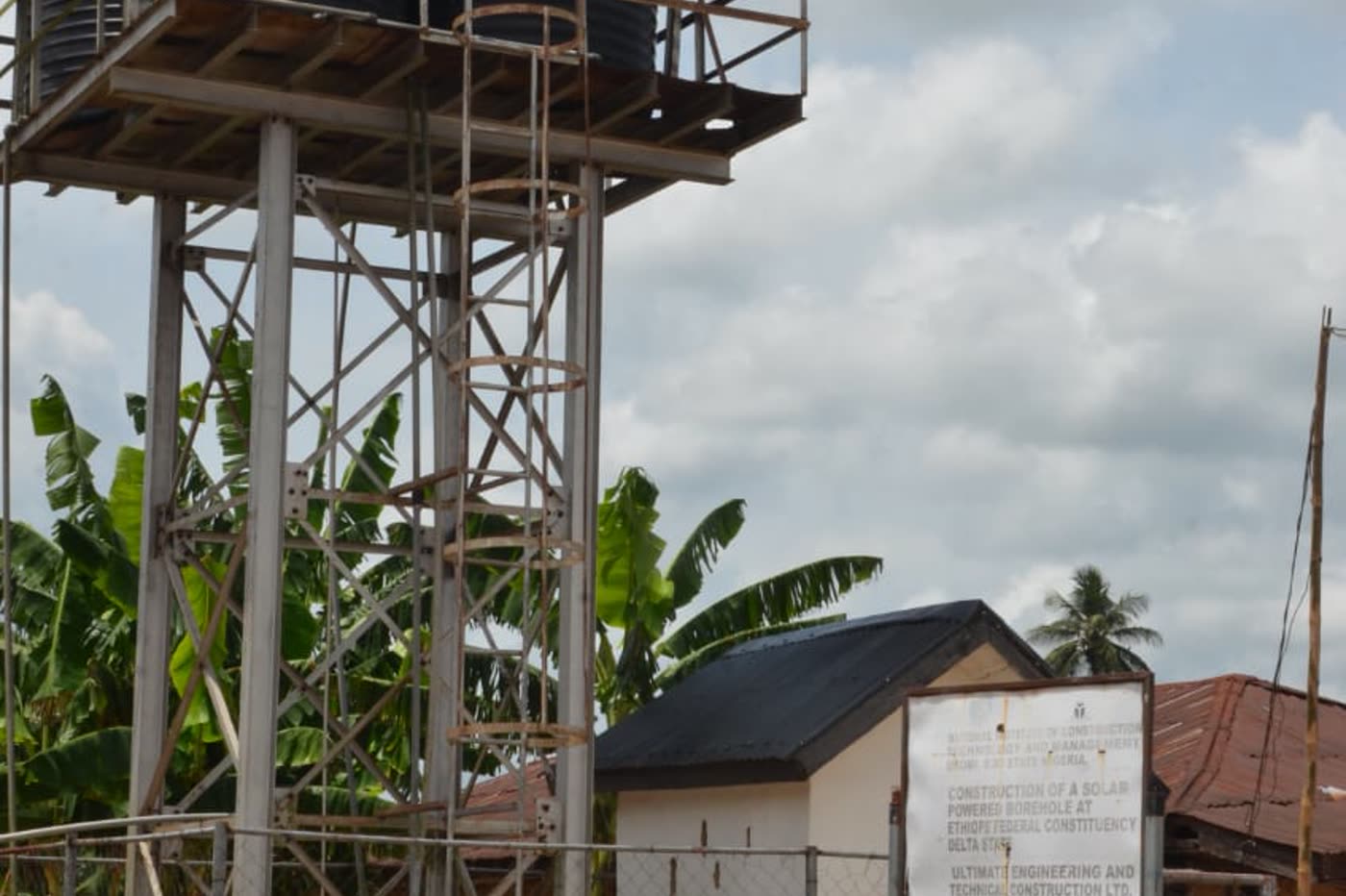 The borehole tower in the heart of the community